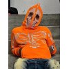 EMMIOL Kapuzenpullover mit halblangem Reißverschluss und Strass-Schädel für Herren