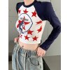 EMMIOL Crop-Top mit Raglanärmeln und Sternendruck