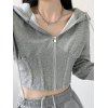 EMMIOL Corset Design Zip Up Cropped Hoodie