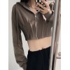 EMMIOL Corset Design Zip Up Cropped Hoodie