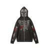 EMMIOL Men's Rhinestone Butterfly Skull Zip Up Hoodie