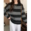 EMMIOL Vintage Contrast Striped Crew Neck Sweater