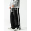 EMMIOL Pantalones de chándal informales de terciopelo con retazos y abertura para hombre
