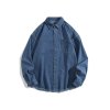 EMMIOL Camisa vaquera de manga larga con botones para hombre