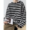 EMMIOL Suéter tipo jersey desgastado a rayas para hombre