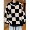 EMMIOL Suéter estilo jersey a cuadros vintage para hombre