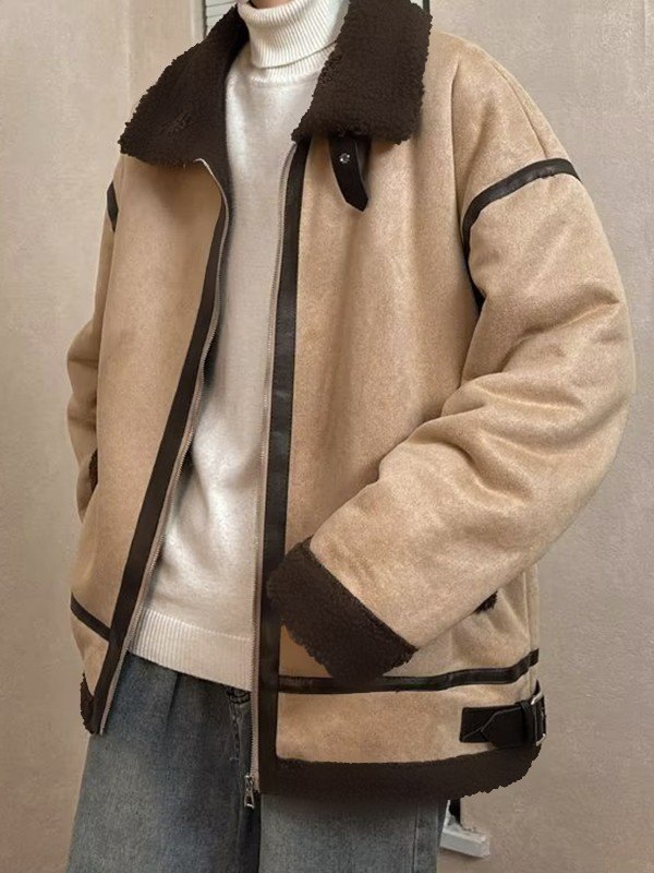 EMMIOL Faux Shearling Jacke mit Reißverschluss für Herren
