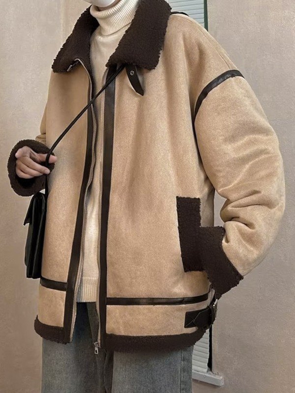 EMMIOL Faux Shearling Jacke mit Reißverschluss für Herren