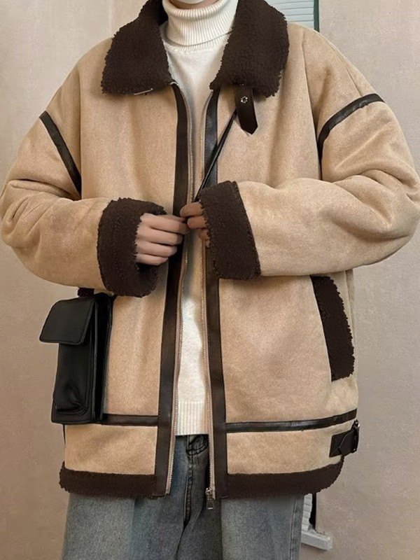 EMMIOL Faux Shearling Jacke mit Reißverschluss für Herren