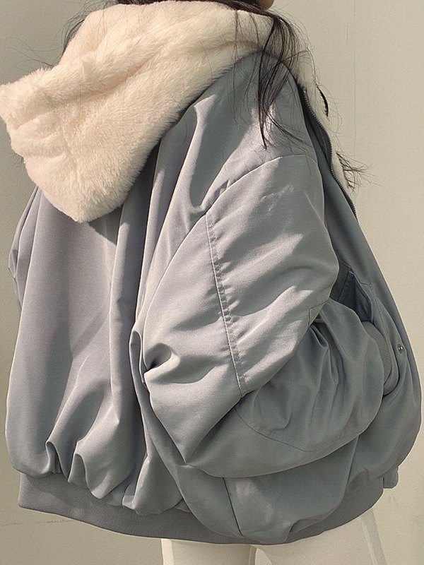 Reversible Oversize Fleece Hooded Jacket main image 0