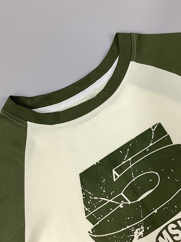 EMMIOL Vintage Green Raglan Long Sleeve Crop Top