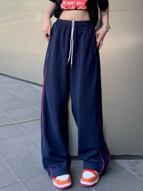 EMMIOL Piping Detail Wide Leg Sweatpants
