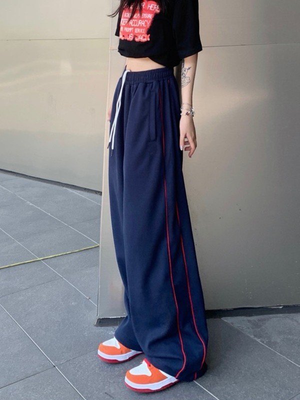 EMMIOL Piping Detail Wide Leg Sweatpants