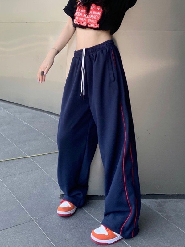 EMMIOL Piping Detail Wide Leg Sweatpants
