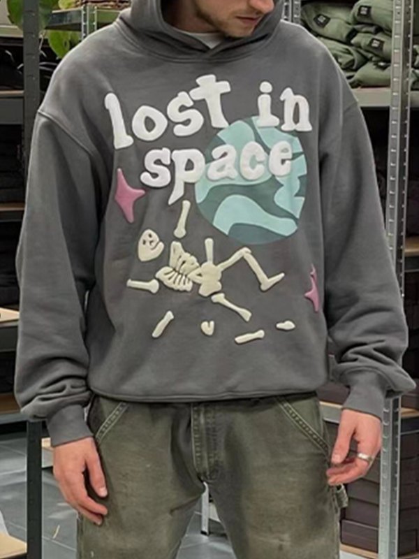 EMMIOL Men's Graffiti Skull Graphic Pullover Hoodie