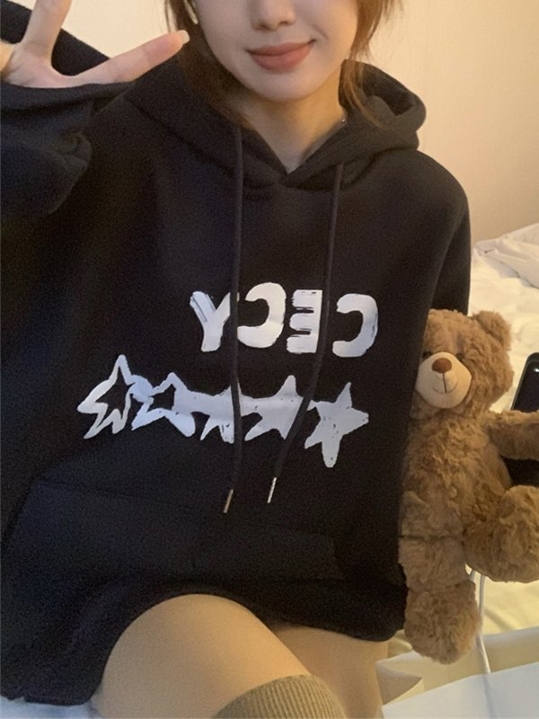 EMMIOL Sudadera con capucha extragrande con estampado de estrellas