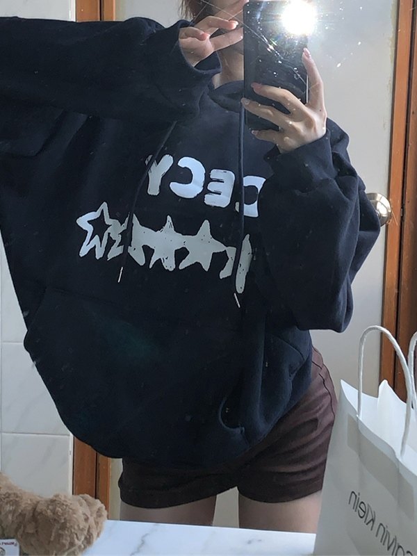 EMMIOL Sudadera con capucha extragrande con estampado de estrellas