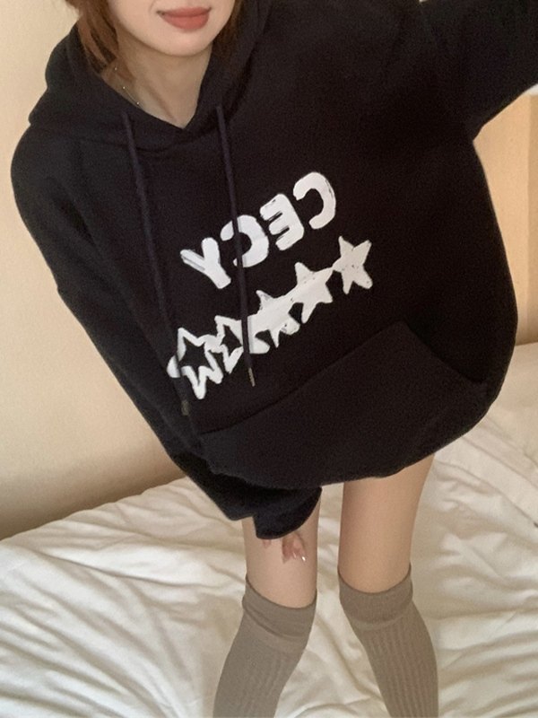 EMMIOL Sudadera con capucha extragrande con estampado de estrellas
