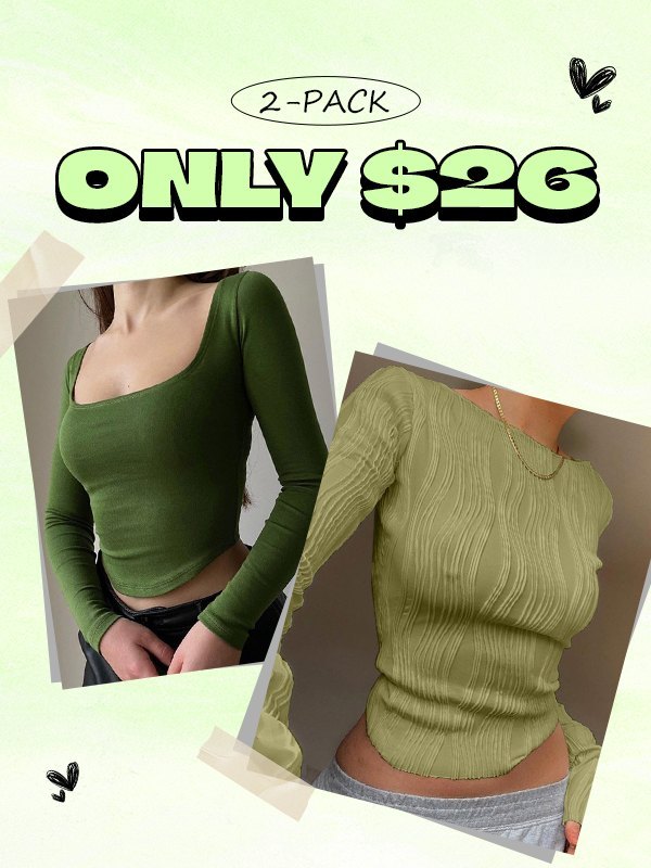 EMMIOL [Bundle Sale] 2-Pack Women's Long Sleeve Tee