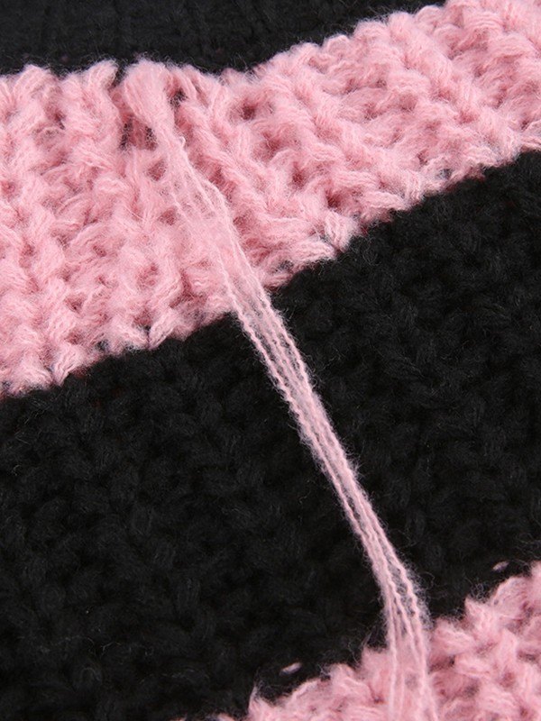 EMMIOL Vintage Striped Distressed Knit Sweater