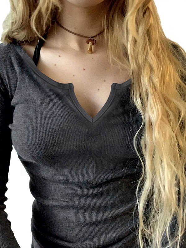 EMMIOL Basic Solid Color Long Sleeve Knit Top