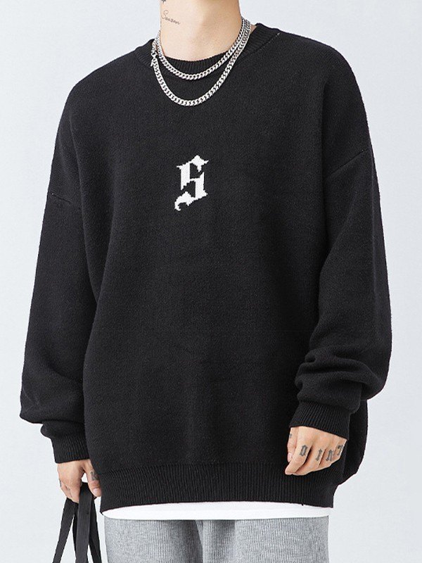 EMMIOL Suéter de hombre en punto jacquard con logo