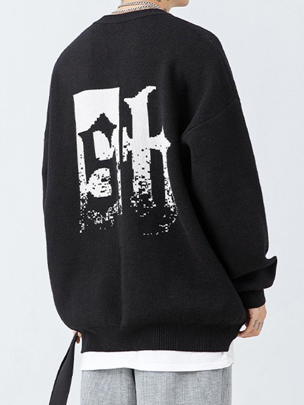 EMMIOL Suéter de hombre en punto jacquard con logo
