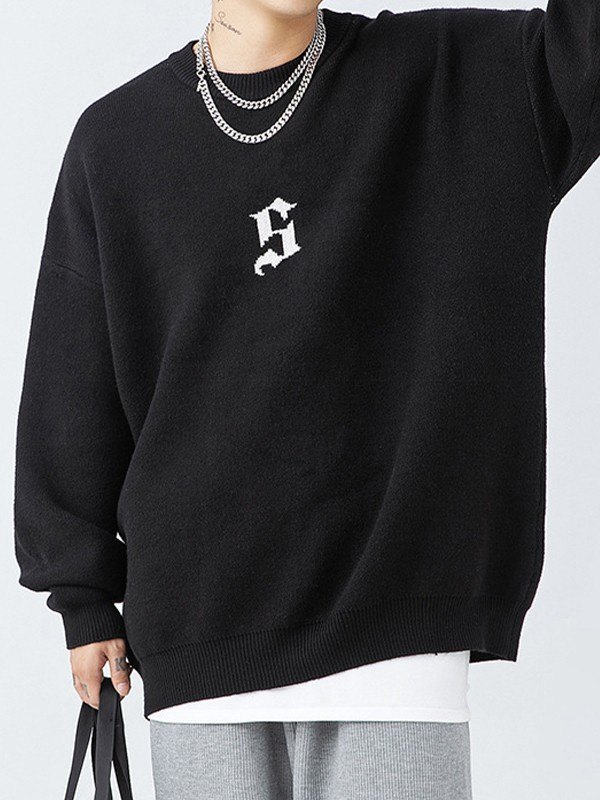 EMMIOL Suéter de hombre en punto jacquard con logo