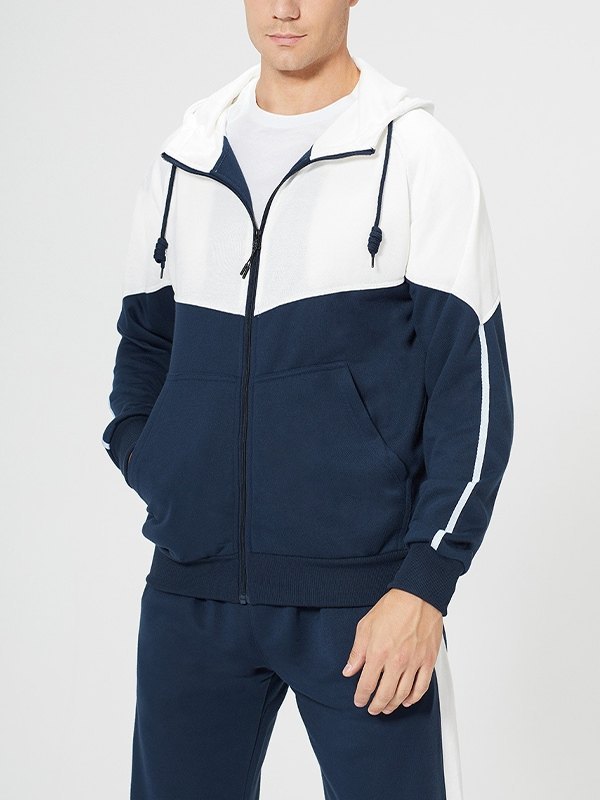 EMMIOL Men's Color Block Long Sleeve Tracksuit Set