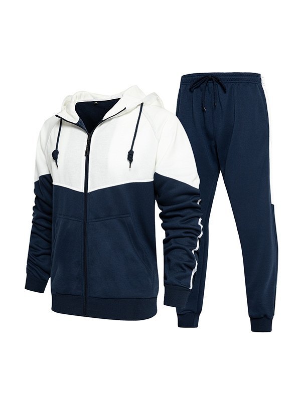 EMMIOL Men's Color Block Long Sleeve Tracksuit Set