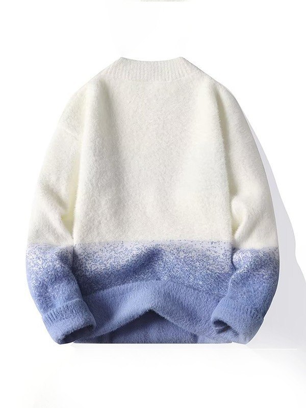 EMMIOL Suéter de punto difuso con degradado navideño para hombre