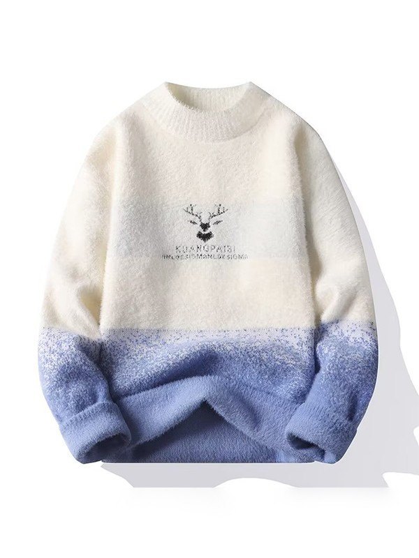 EMMIOL Suéter de punto difuso con degradado navideño para hombre