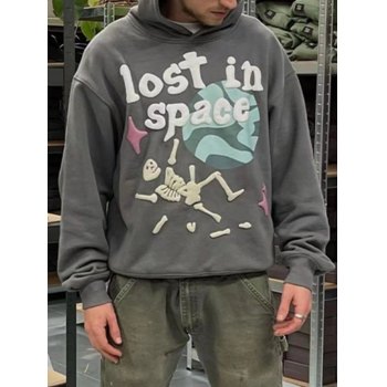 Emmiol Free shipping 2023 Men's Graffiti Skull Graphic Pullover Hoodie Gray  M in Hoodies online store. | EMMIOL
