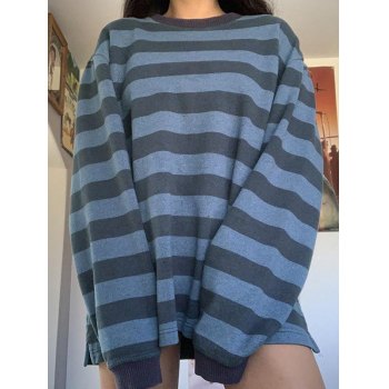 Vintage Striped Oversized Pullover Sweatshirt