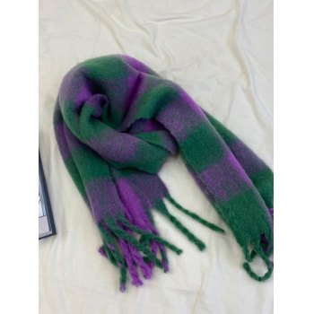 Vintage Checker Fringed Warm Scarf