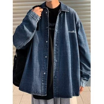 F21 Men Vintage Wash Denim Shirt