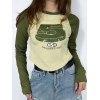 EMMIOL Vintage Green Raglan Long Sleeve Crop Top