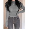 EMMIOL Curvy Hem Turtleneck Long Sleeve Crop Top