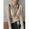 Aemi+Co Mock Neck Ribbed Knit Top with Crochet Sleeve