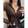 EMMIOL Sheer Mesh Long Sleeve Blouse