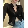 EMMIOL Sheer Mesh Long Sleeve Blouse