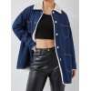 EMMIOL Faux Shearling Denim Long Jacket