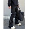 EMMIOL Pantalones cargo rectos negros con cremallera en el tobillo para hombre