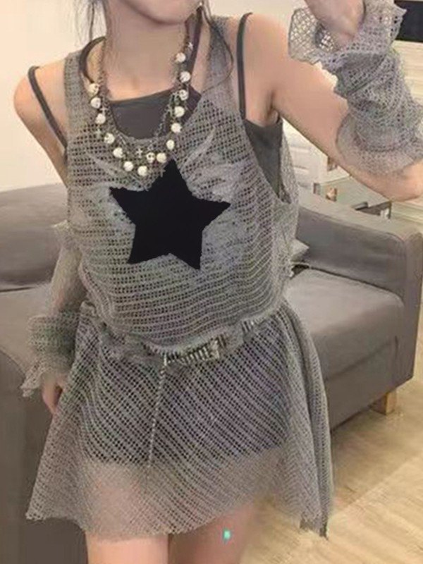 EMMIOL Guanti da braccio Mini abito lavorato a maglia all'uncinetto con stella scavata
