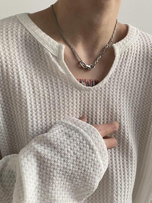 EMMIOL Men's Simple Waffle Long Sleeve Tee