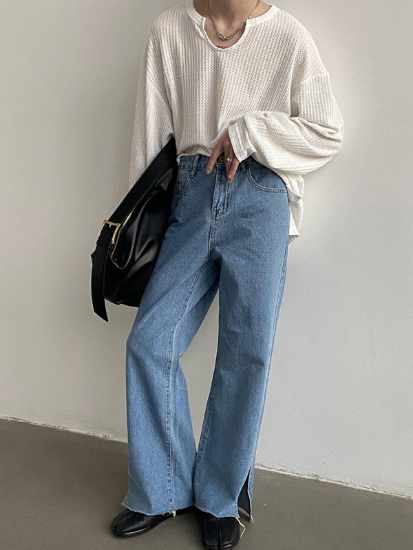 EMMIOL Men's Simple Waffle Long Sleeve Tee