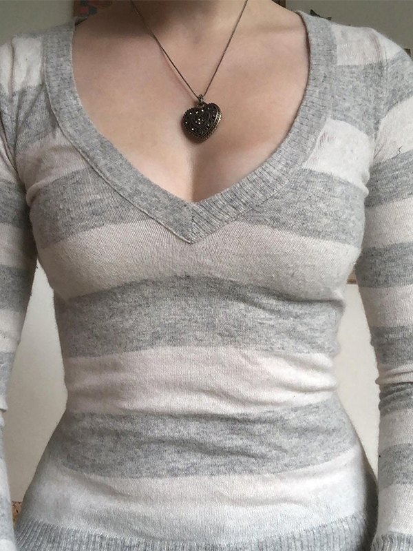 EMMIOL Vintage Striped V Neck Knit Top