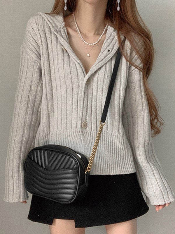 Ribbed Button Up Knit Cardigan main image 0