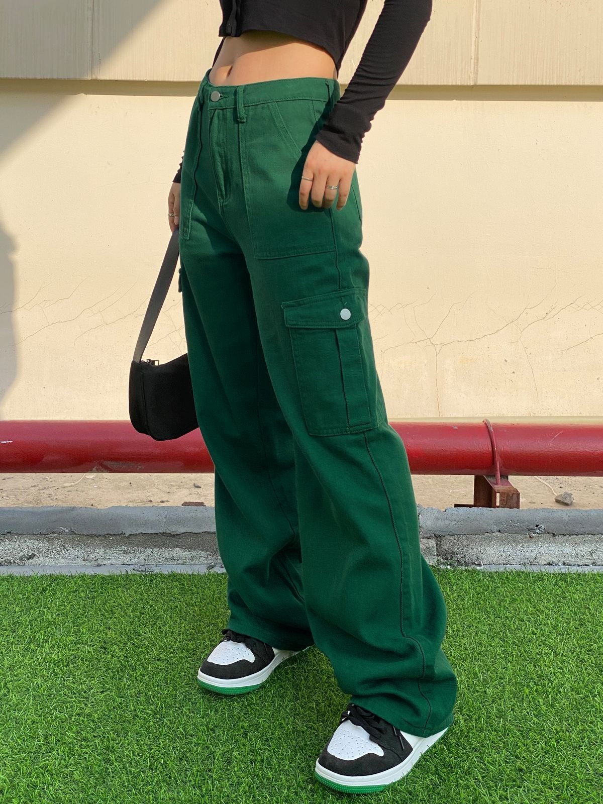 EMMIOL Straight Leg Green Cargo Jeans