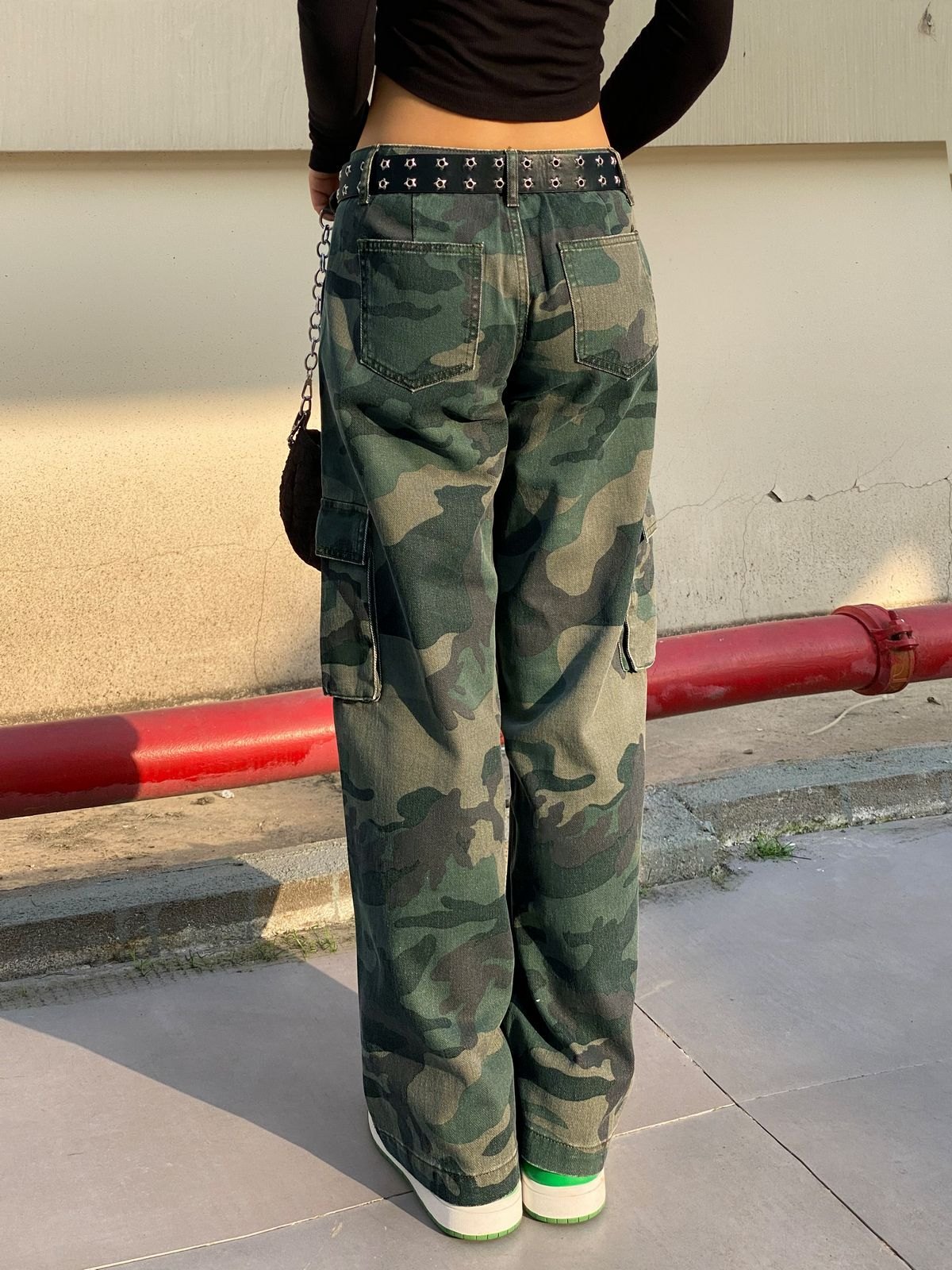 EMMIOL Green Camo Vintage Straight Cargo Jeans